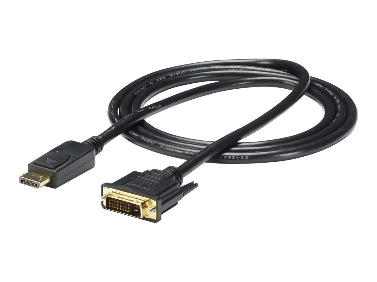StarTech DisplayPort to DVI Cable - 6ft / 2m - 1920 x 1200 - M/M – DP to DVI Adapter Cable – Passive DisplayPort Monitor Cable (DP2DVI2MM6) - Adapterkabel - DVI-D (M) zu DisplayPort (M) - 1.8 m - Schwarz
