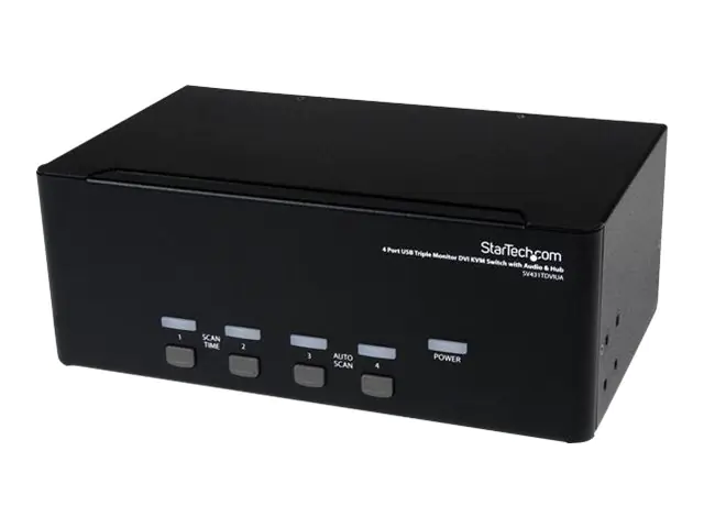 StarTech 4 Port Dreifach Monitor DVI USB KVM Switch mit Audio und USB 2.0 Hub - Tripel Monitor KVM Umschalter - KVM-/Audio-/USB-Switch - 4 x KVM/Audio/USB - 1 lokaler Benutzer - Desktop - für P/N: SV431RACK, SVA12M2NEUA, SVA12M5NA