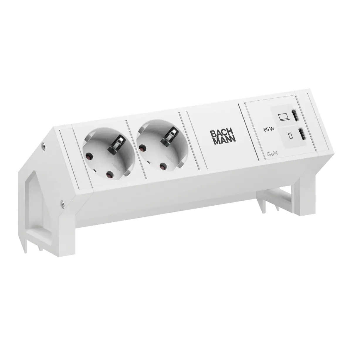 Bachmann DESK2 PURE WHITE 2xCEE7/3 1xUSB C/C 65W 0,2m RAL9010