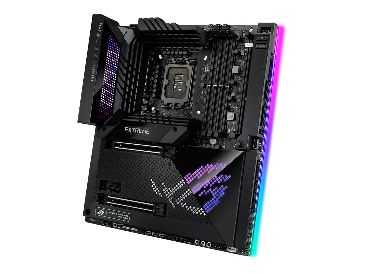 ASUS ROG MAXIMUS Z690 EXTREME - Motherboard - E-ATX - LGA1700-Sockel - Z690 Chipsatz - USB-C Gen2, USB 3.2 Gen 2, USB4, USB-C Gen 2x2, USB 3.2 Gen 1 - 10 Gigabit LAN, 2.5 Gigabit LAN, Wi-Fi 6, Bluetooth - Onboard-Grafik (CPU erforderlich) - HD Audio (8-Ka