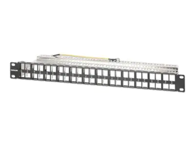 Intellinet Leeres Keystone-Patchpanel - Rack montierbar - abgeschirmt - Schwarz - 1U - 48.3 cm (19") 721028
