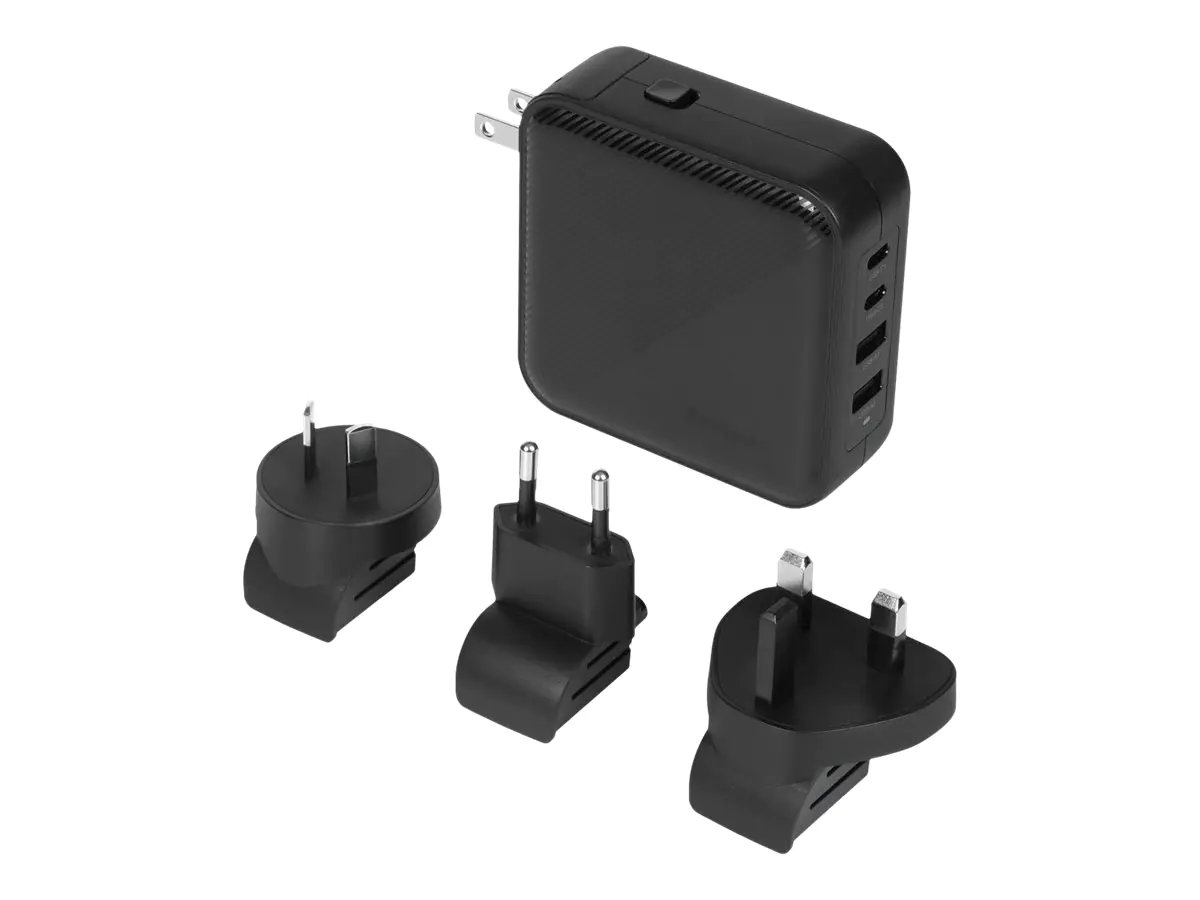 Targus Netzteil - GaN - 100 Watt - PD - 4 Ausgabeanschlussstellen (2 x USB-C, 2 x 9-polige USB Typ A) APA109GL