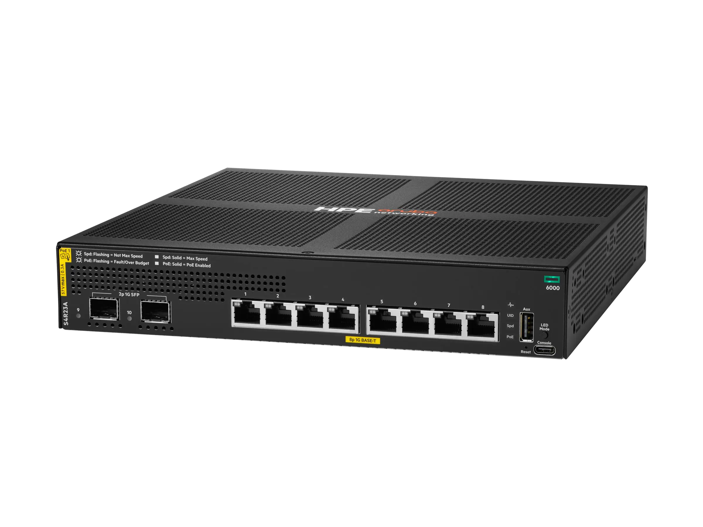 HPE Aruba Networking CX 6000 8p 10M/100M/1G Class4 PoE 2p SFP 1G 67W Switch - Switch -