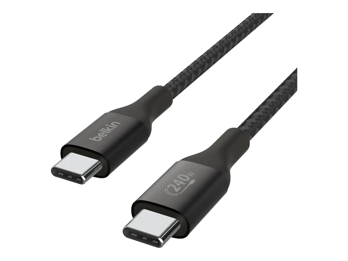 Belkin BoostCharge - USB-Kabel - 24 pin USB-C (M) zu 24 pin USB-C (M) - USB 2.0 - 1 m - unterstützt bis zu 240 W Spannungsversorgung - Schwarz