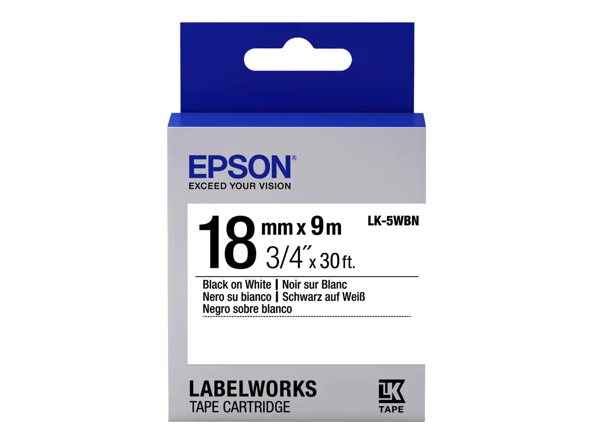 Epson LabelWorks LK-5WBN - Schwarz auf Weiß - Rolle (1,8 cm x 9 m) C53S655006
