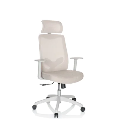 hjh OFFICE Bürodrehstuhl MIKEO W 43-48cm Synchronmechanik Rolle universell (für Hart- und Teppichböden) Kunststoff beige
