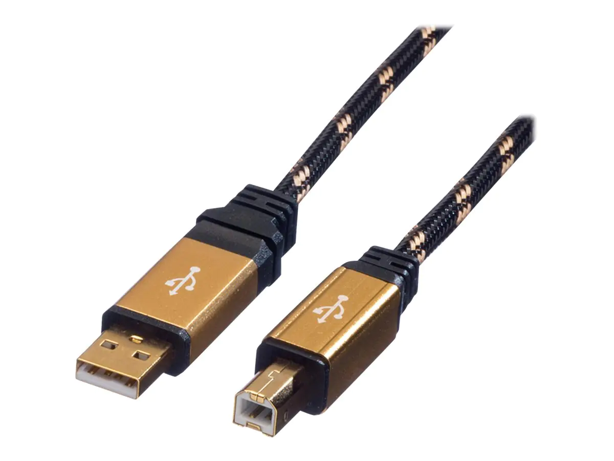 Roline Gold - USB-Kabel - USB (M) zu USB Typ B (M) - USB 2.0 - 4.5 m - Schwarz, Gold