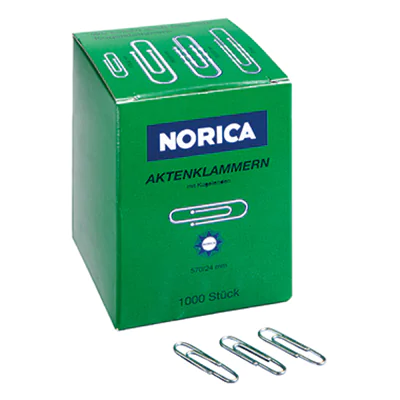 NORICA Büroklammer 2210 24mm Metall glatt verzinkt 1.000 St./Pack.