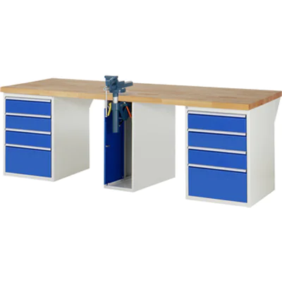 RAU Werkbank 7000 2.500 x 890 x 900 mm (B x H x T) enzianblau lichtgrau