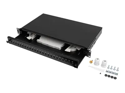 Lanberg Patch Panel - Rack montierbar - ST/FC x 24 - RAL 9004, Schwarz - 1U - 48.3 cm (19")