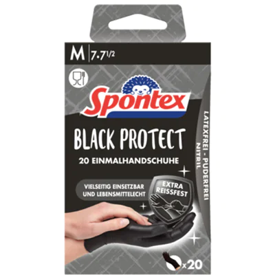 Spontex Einweghandschuhe Black Protect 7 Nitril schwarz 20 St./Pack.