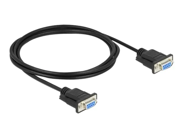 Delock - Nullmodemkabel - DB-9 (W) zu DB-9 (W) - 2 m - Daumenschrauben - Schwarz