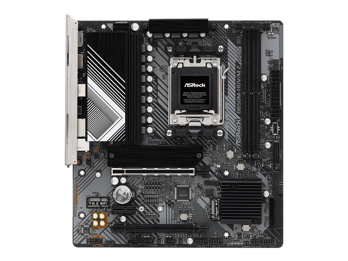 ASRock B650M-HDV/M.2 - Motherboard - micro ATX - Socket AM5 - AMD B650 Chipsatz - USB 3.2 Gen 1, USB-C 3.2 Gen2, USB-C 3.2 Gen 1 - 2.5 Gigabit LAN - Onboard-Grafik (CPU erforderlich) - HD Audio (8-Kanal)