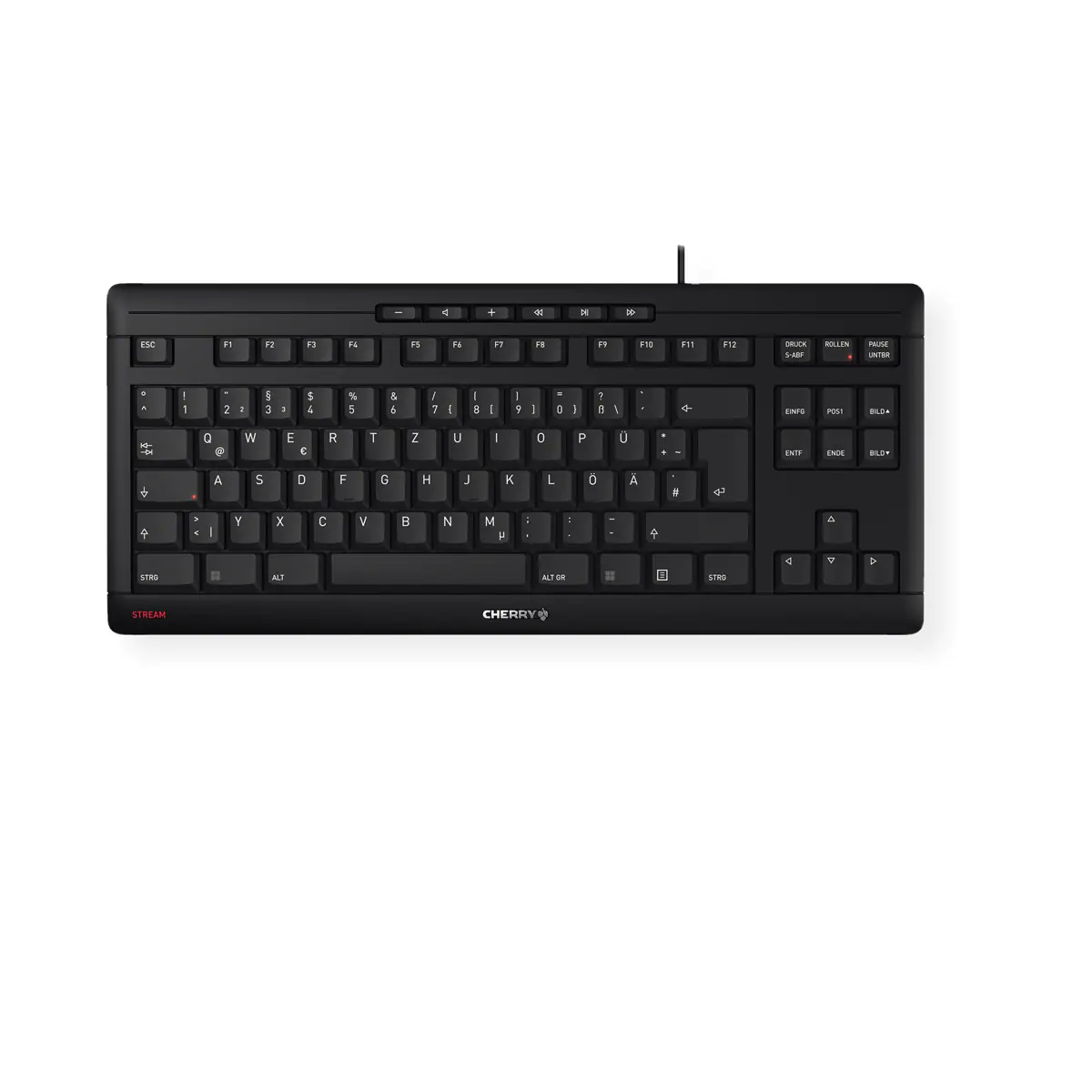CHERRY STREAM KEYBOARD TKL - Tastatur - USB - QWERTZ - Deutsch - Tastenschalter: CHERRY SX - Schwarz