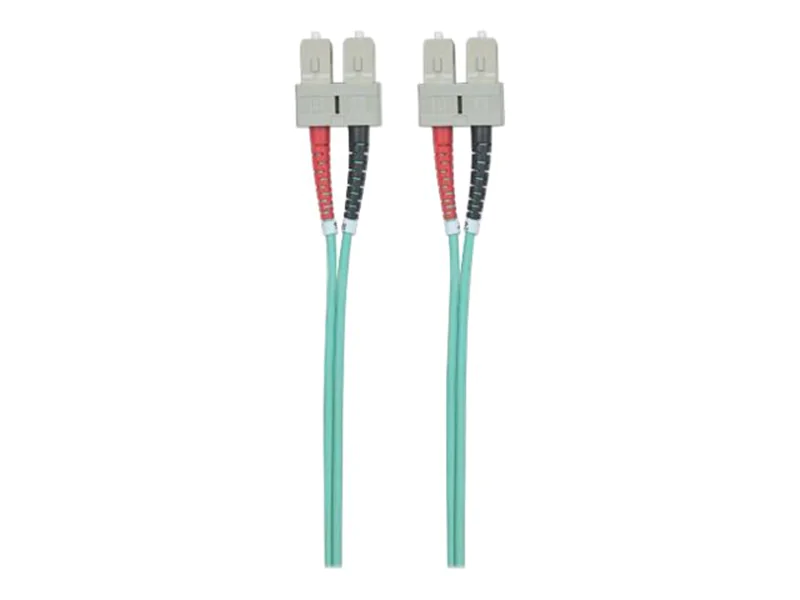 Intellinet Fiber Optic Patch Cable, OM3, SC/SC, 2m, Aqua, Duplex, Multimode, 50/125 µm, LSZH, Fibre, Lifetime Warranty, Polybag - Patch-Kabel - SC multi-mode (M) 750837