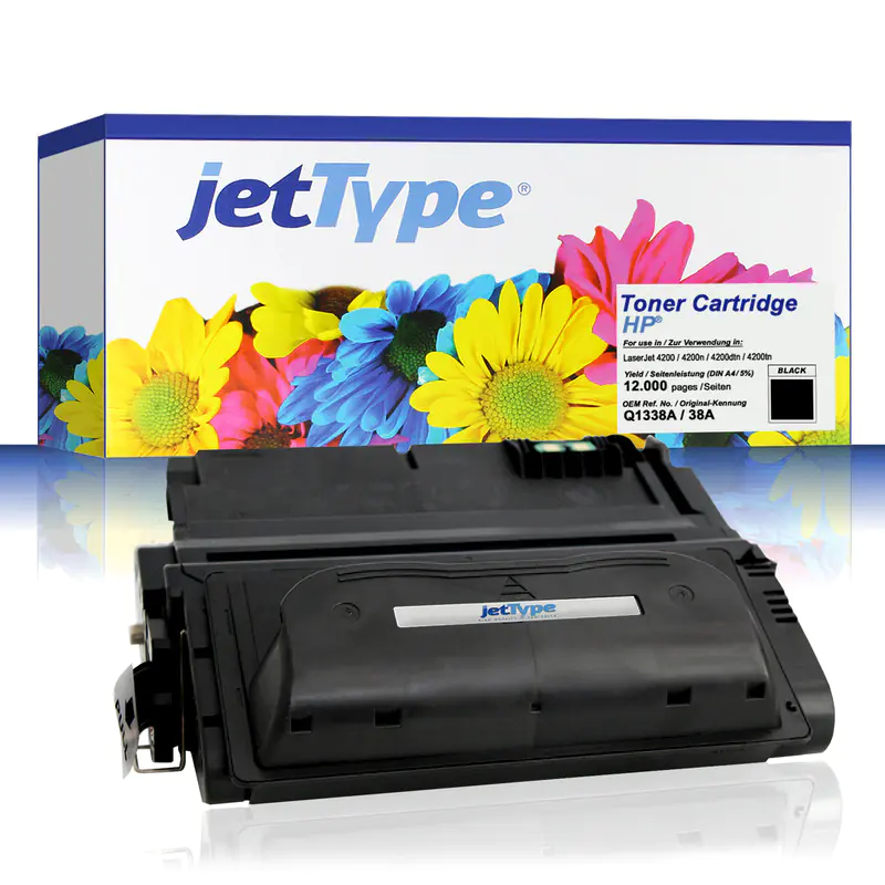 jetType Toner kompatibel zu HP Q1338A 38A schwarz 12.000 Seiten 1 Stück
