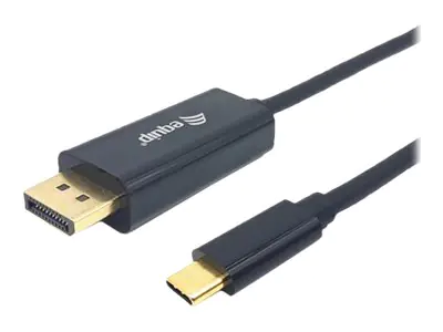 Equip - Adapterkabel - 24 pin USB-C (M) zu DisplayPort (M) - Displayport 1.2/Thunderbolt 3 - 1 m - unterstützt 4K 60 Hz (3840 x 2160), unterstützt 2K 144 Hz (2560 x 1440), unterstützt 1080 Pixel 240 Hz (1920 x 1200) - Schwarz