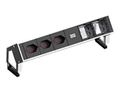 Bachmann DESK 2 - Steckdosenleiste - Eingabe, Eingang GST18 - Ausgangsanschlüsse: 3 - 20 cm - Schweiz - weiß, RAL 9010
