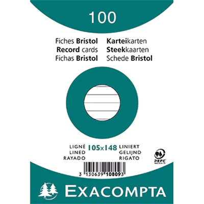 Exacompta Karteikarte 10809SE DIN A6 liniert weiß 100 St./Pack.
