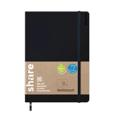 share Notizbuch DIN A5 blanko schwarz 96 Bl.