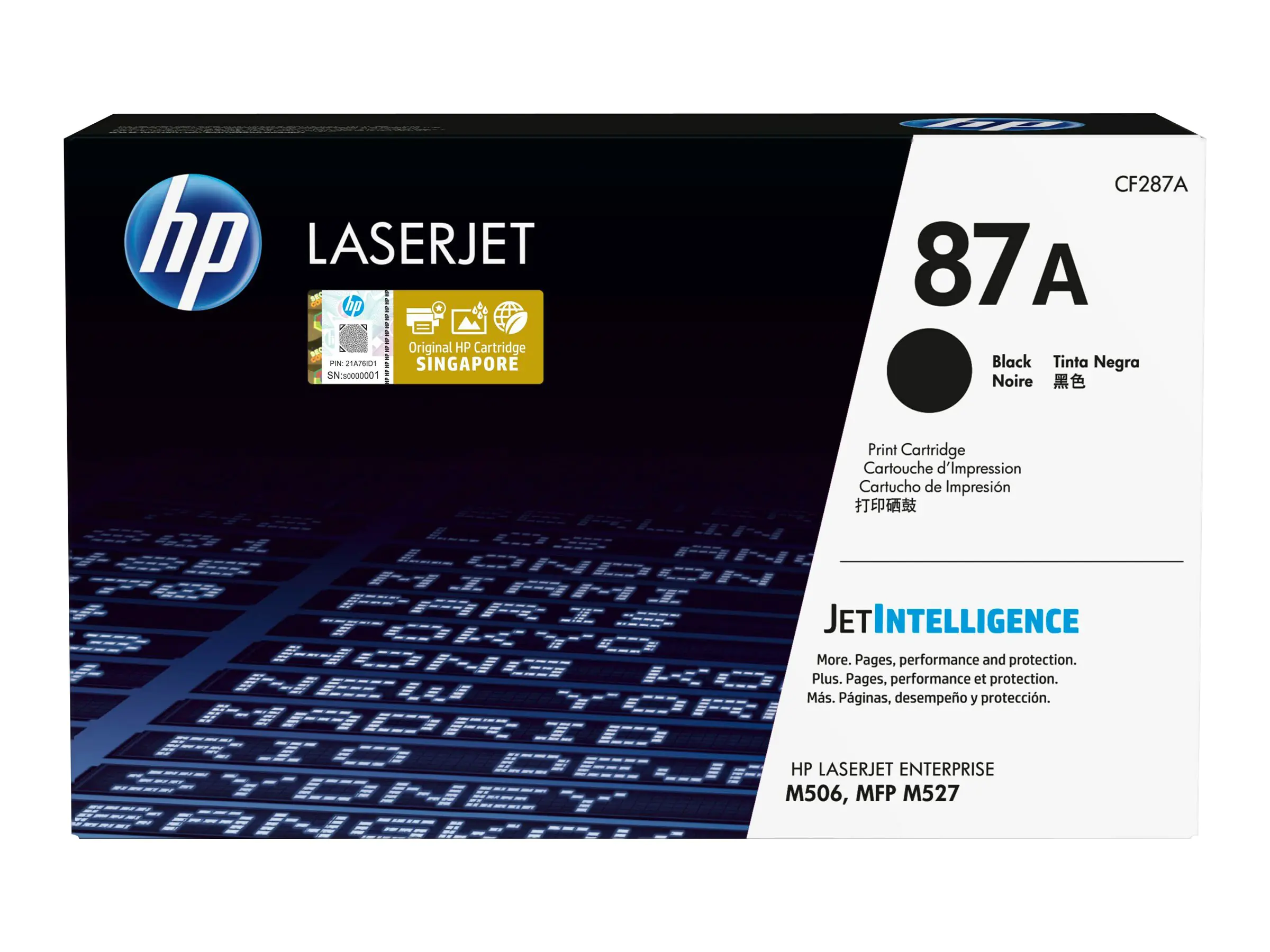 HP 87A - Schwarz - original - LaserJet - Tonerpatrone (CF287A) - für LaserJet Enterprise M506, MFP M527; LaserJet Enterprise Flow MFP M527; LaserJet Pro M501