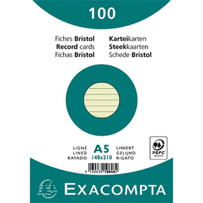Exacompta Karteikarte 10848SE DIN A5 liniert grün 100 St./Pack.