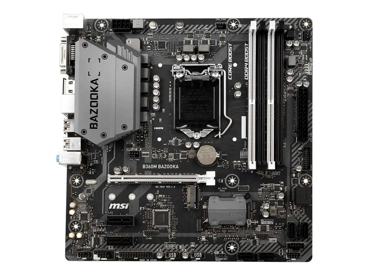 MSI B360M BAZOOKA - Motherboard - micro ATX - LGA1151 Socket - B360 - USB 3.1 Gen 1, USB-C Gen1 - Gigabit LAN - Onboard-Grafik (CPU erforderlich)