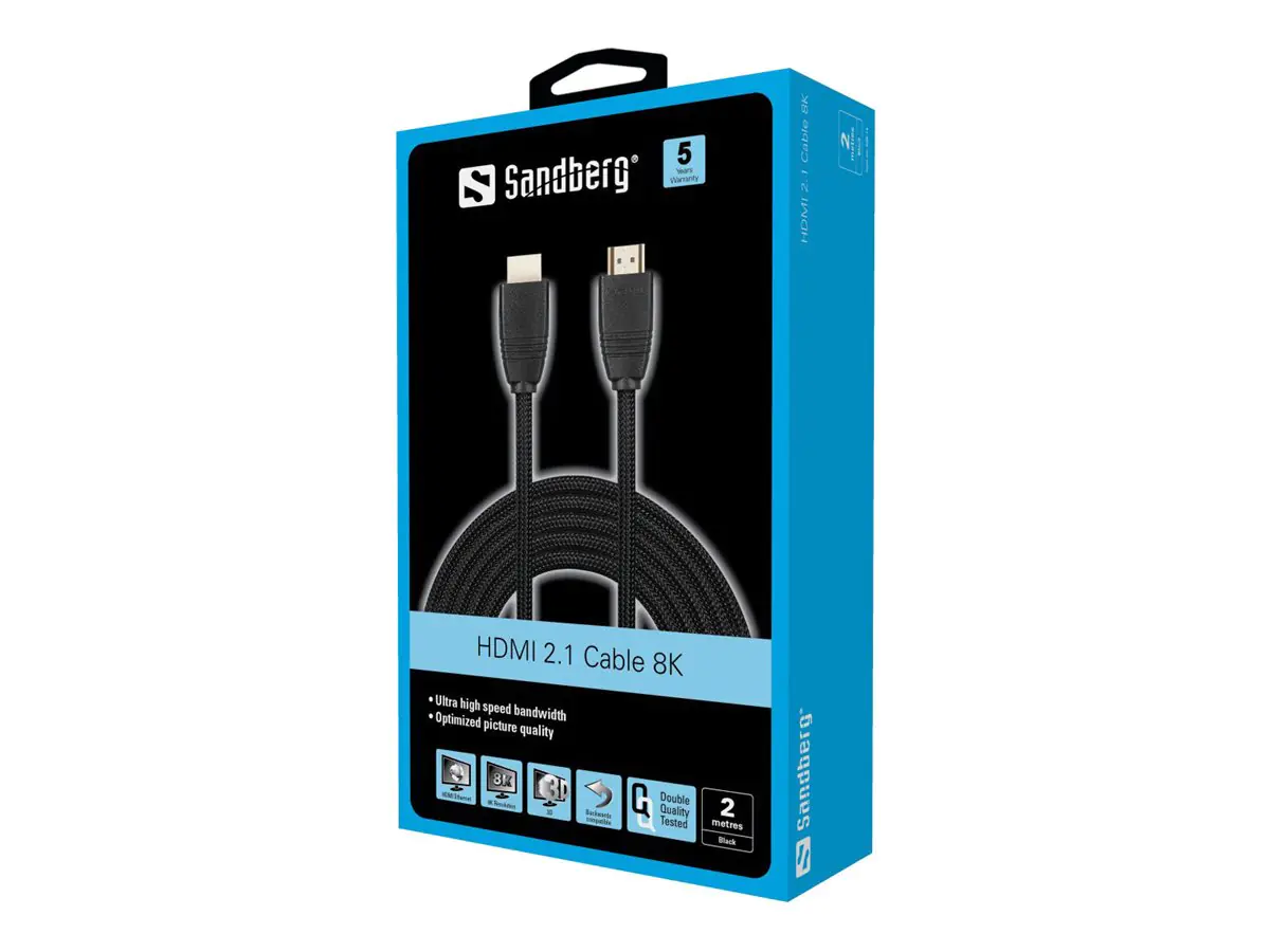 Sandberg - Highspeed - HDMI-Kabel mit Ethernet - HDMI männlich zu HDMI männlich - 2 m - 8K Unterstützung