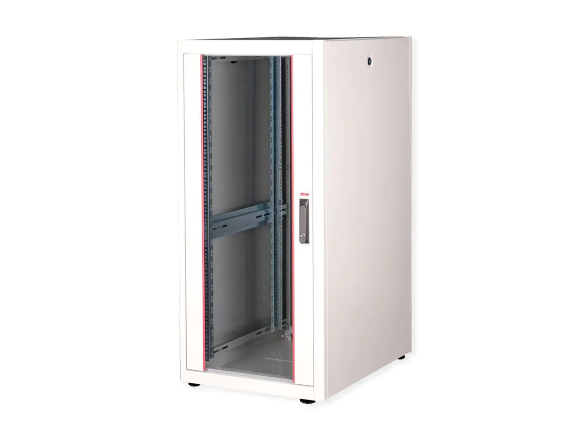 ROLINE Basic - Schrank Netzwerkschrank - Glas Tür, 600x800 BxT - RAL 7035, Hellgrau - 26U - 48.3 cm (19") 26.21.0036
