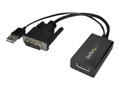 StarTech DVI auf DisplayPort Adapter mit USB Power - DVI-D zu DP Video Adapter - DVI zu DisplayPort Konverter - 1920 x 1200 - Display-Adapter - Dual Link - DVI-D (M) bis DisplayPort (W) - USB-Strom