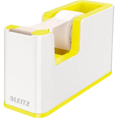 Leitz Tischabroller WOW Duo Colour 19 mm x 33 m (B x L) inkl. 1 Rolle Klebeband mit Lösungsmittel gelb/weiß