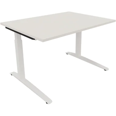 Schreibtisch Kufe Einzels. Quadrat B1800xT700xH650-850 ws/Weiß