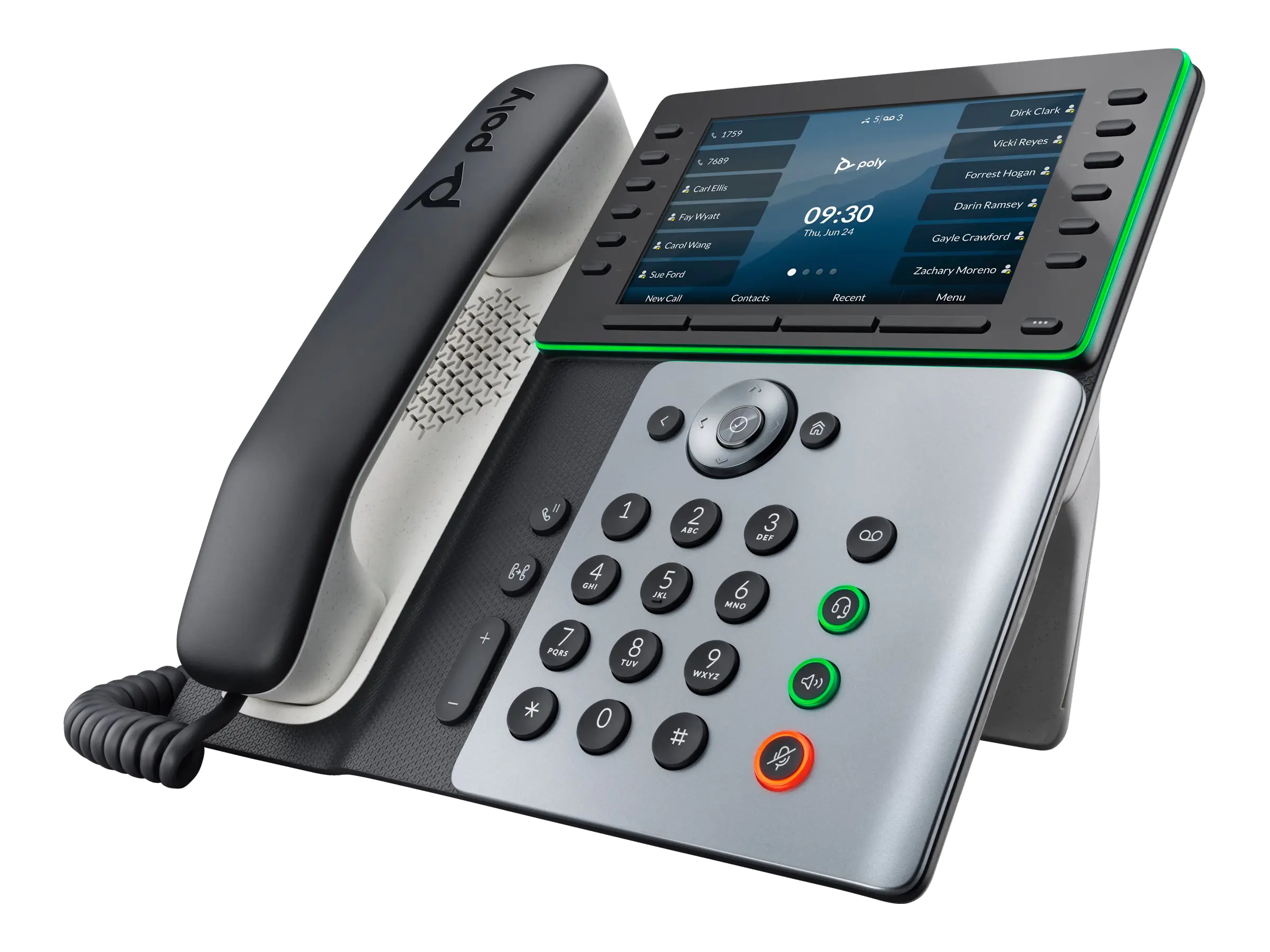 Poly Edge E500 - VoIP-Telefon mit Rufnummernanzeige/Anklopffunktion - dreiweg Anruffunktion - SIP, SDP - 48 Leitungen - Mitternachtsblau, weiß