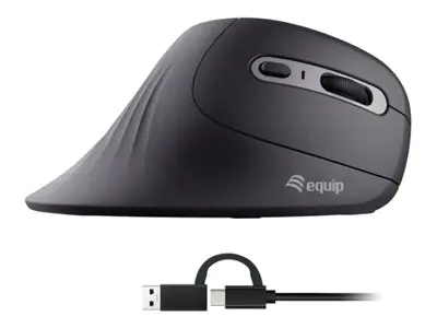 Equip Ergonomische Maus USB-A/-C Stker Rechts schwarz - Maus - 6 Tasten