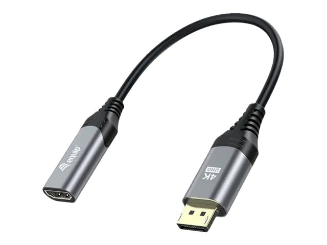 equip - Adapterkabel - DisplayPort männlich zu HDMI weiblich - 15 cm - Grau - unterstützt 4K 60 Hz (3840 x 2160)