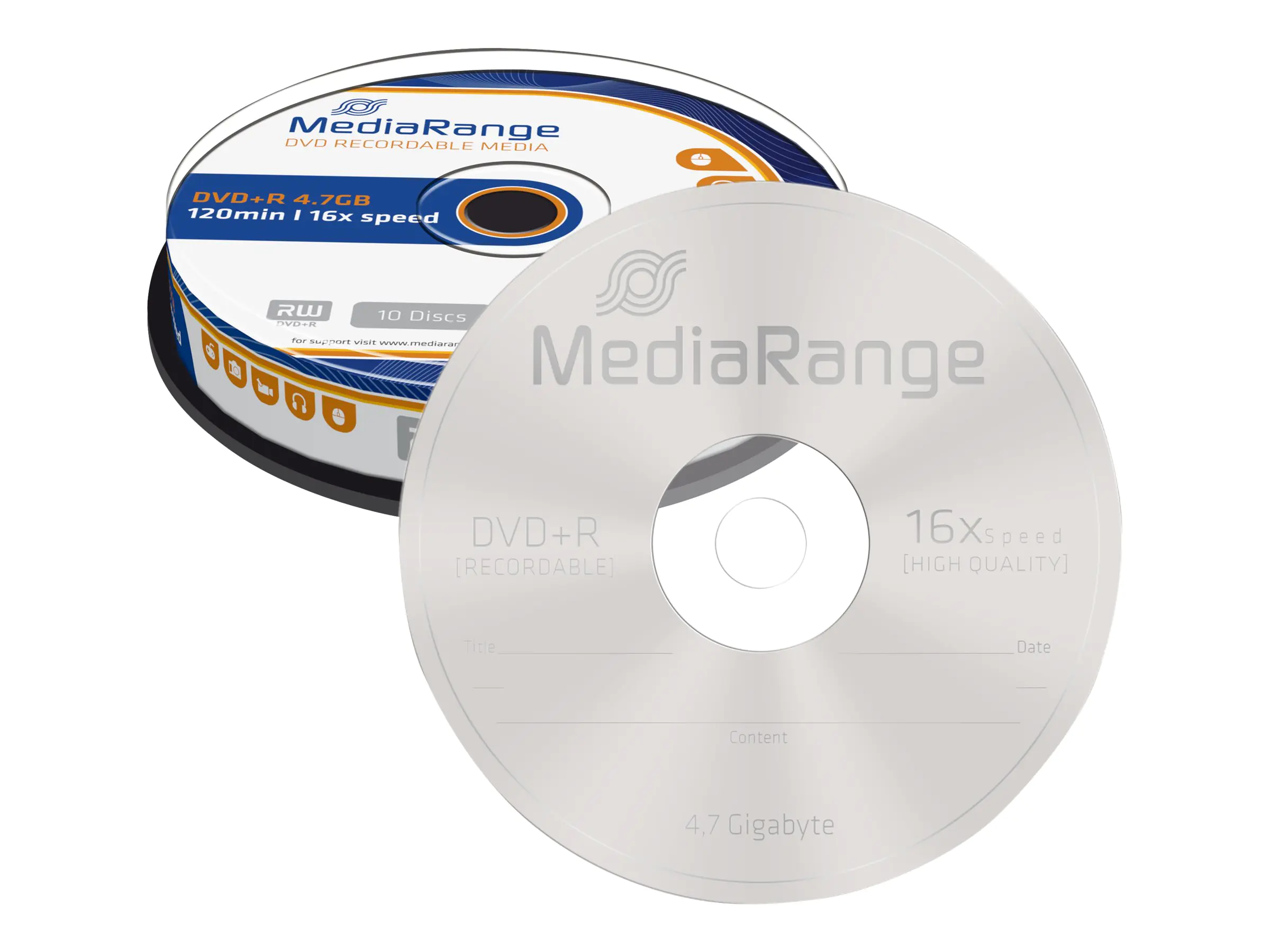 MEDIARANGE 10 x DVD+R - 4.7 GB (120 Min.) 16x MR453