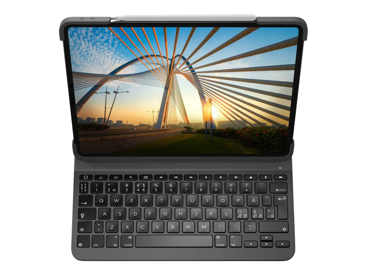 Logitech Slim Folio Pro - Tastatur und Foliohülle - hintergrundbeleuchtet - kabellos - Bluetooth LE - QWERTY - Nordisch - für Apple 11-inch iPad Pro (1. Generation, 2. Generation) 920-009688
