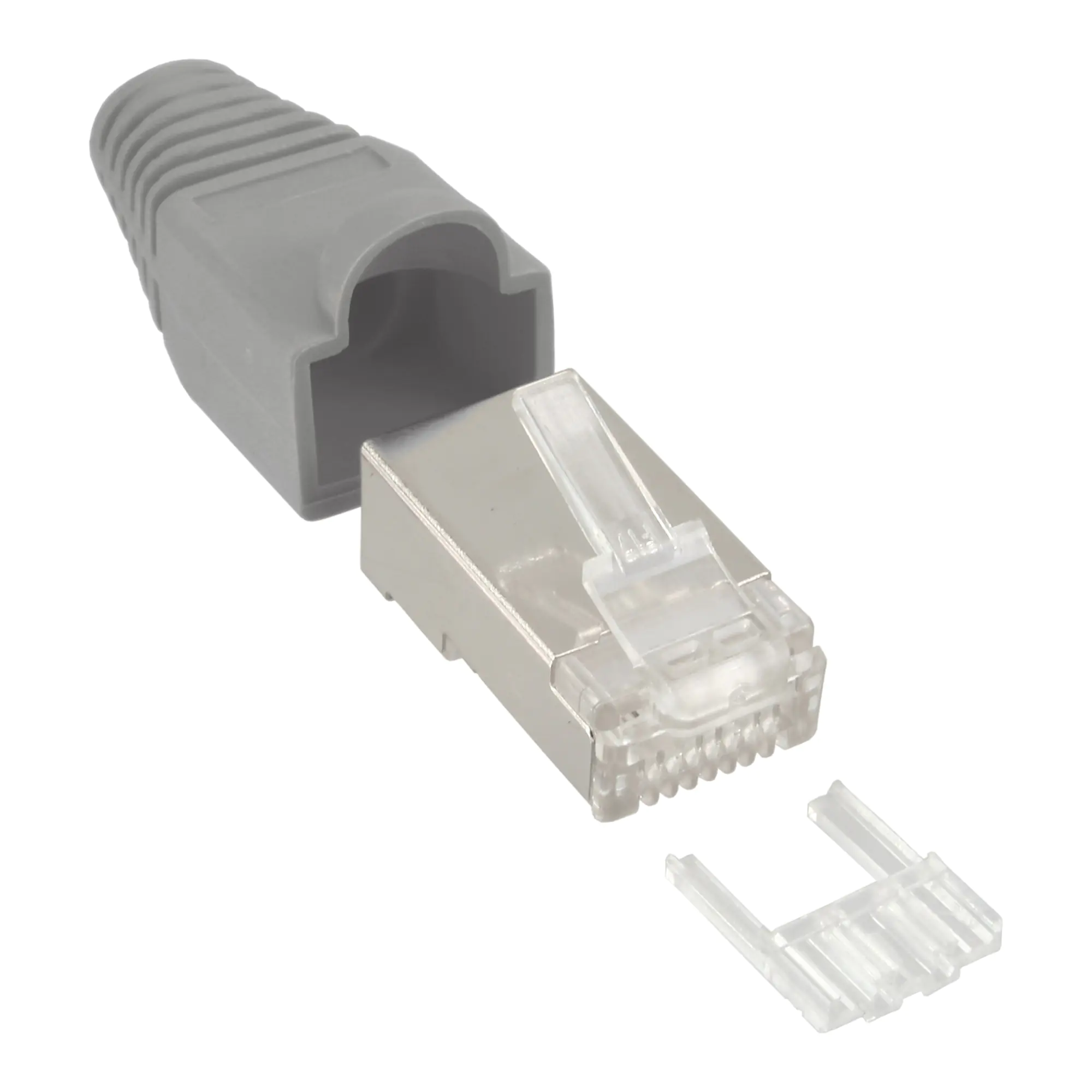 InLine Crimpstecker RJ45 geschirmt - Knickschutz grau - 10er Pack 74510A