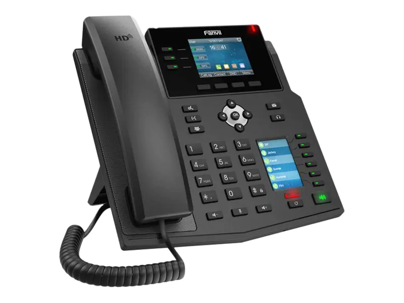Fanvil X4U Enterprise IP Phone - VoIP-Telefon mit Rufnummernanzeige - dreiweg Anruffunktion - SIP, RTCP, RTP, SRTP - 12 Leitungen - Schwarz