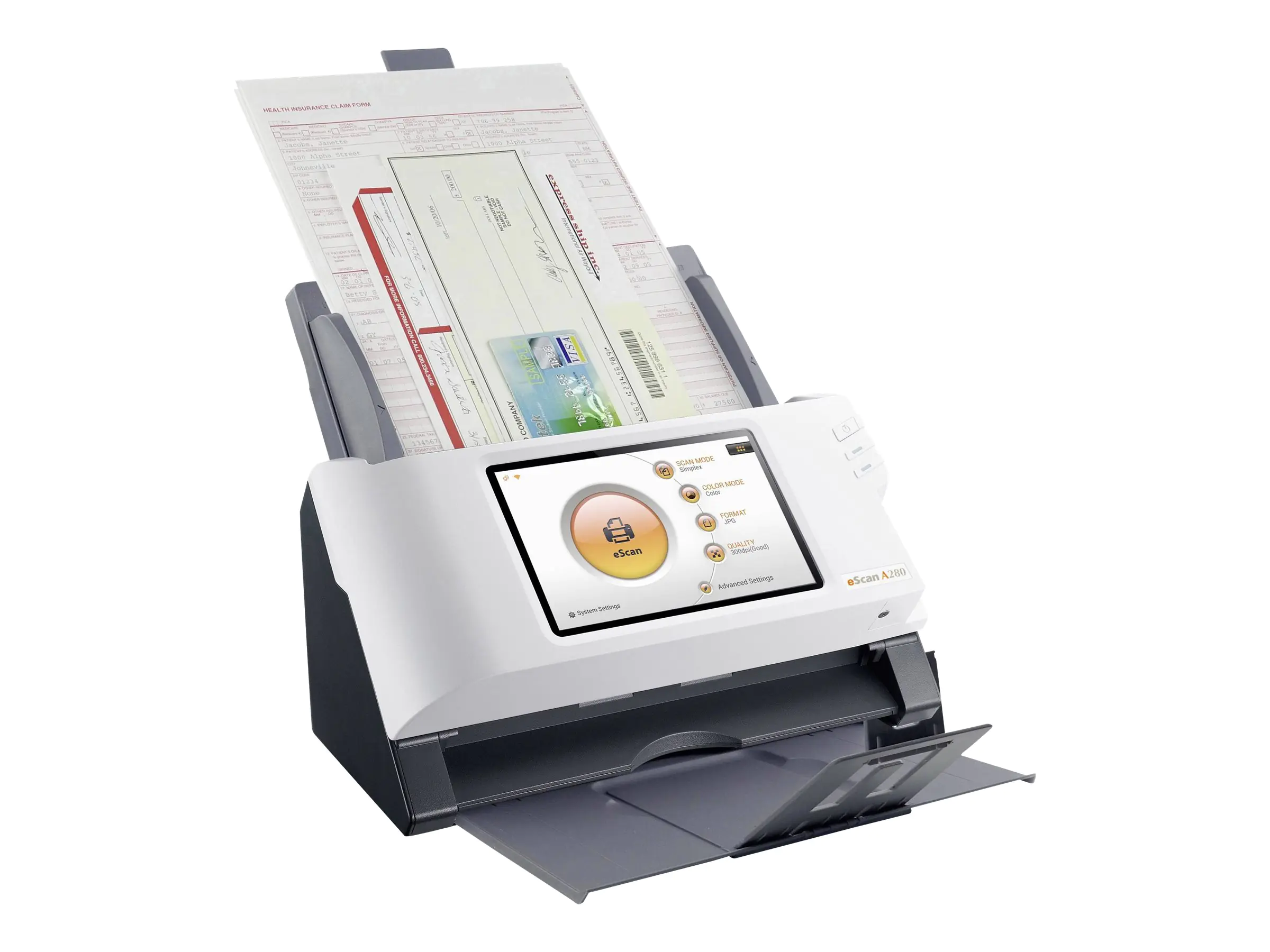 Plustek eScan A280 - Essential - Dokumentenscanner - CCD - Duplex - Legal - 600 dpi x 600 dpi - bis zu 20 Seiten/Min. (einfarbig) 0300