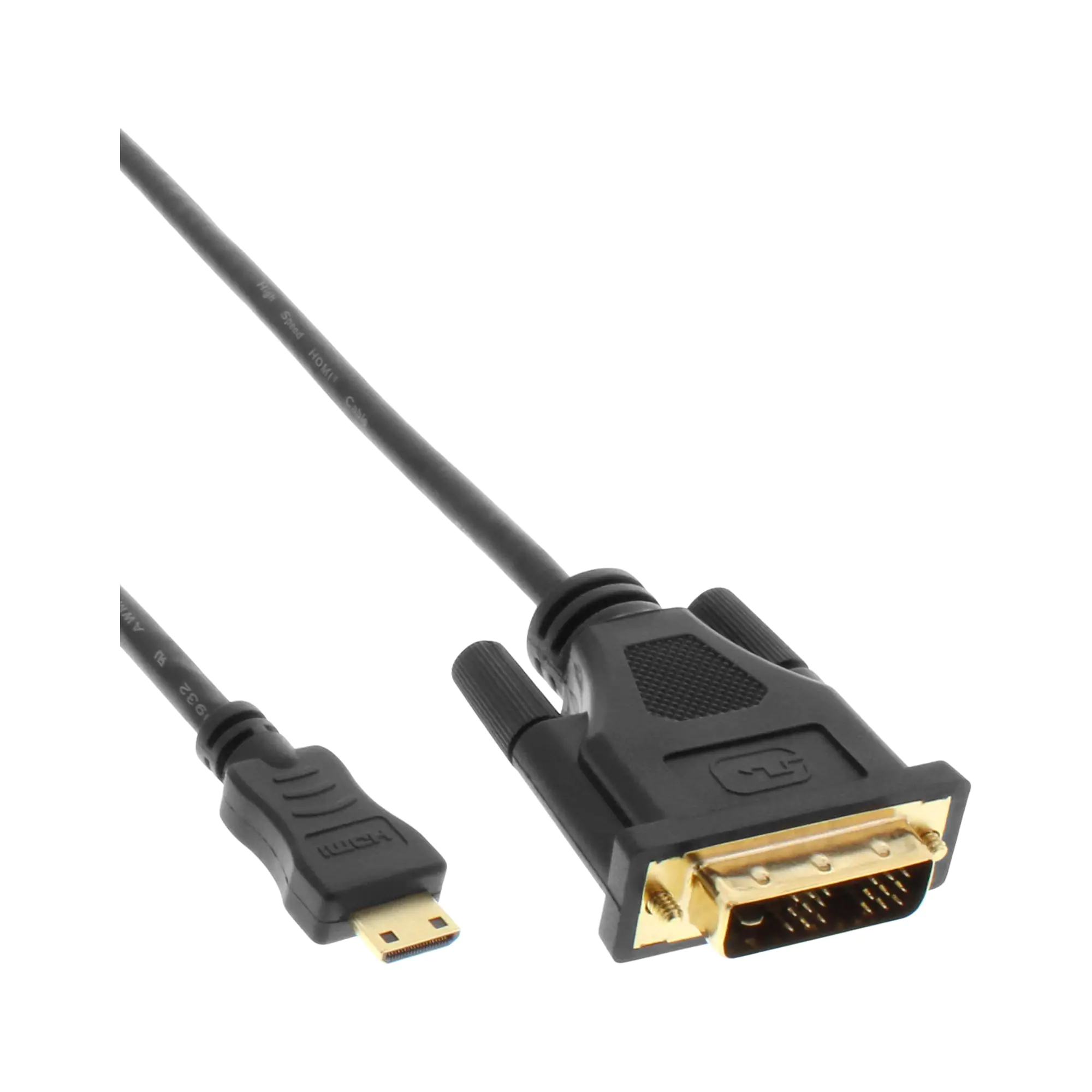 InLine - Adapterkabel - Single Link - DVI-D männlich zu 19 pin mini HDMI Type C männlich - 2 m - abgeschirmt - Schwarz