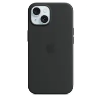 Apple - Hintere Abdeckung für Mobiltelefon - kompatibel mit MagSafe - Silikon - Schwarz - für iPhone 15