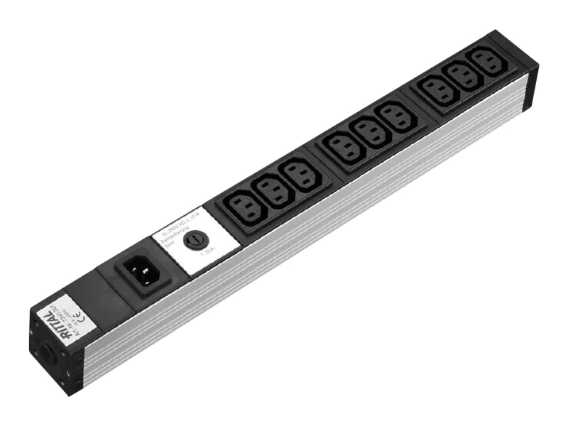 Rittal Steckdosenleiste (Rack - einbaufähig) - Eingabe, Eingang IEC 60320 C14 - Ausgangsanschlüsse: 9 (power IEC 60320 C13) 7240201