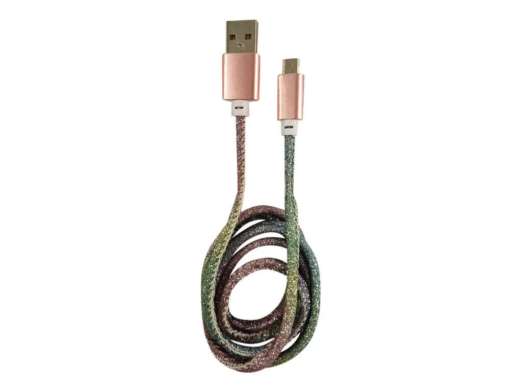 LC Power - USB-Kabel - USB (M) zu Micro-USB Typ B (M) - 2 A - 1 m - Disco Glitter
