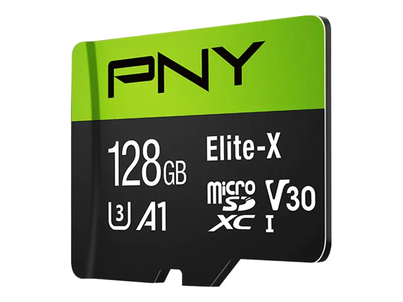 PNY Elite-X - Flash-Speicherkarte (microSDXC-an-SD-Adapter inbegriffen) - 128 GB - A1 / Video Class V30 / UHS-I U3 / Class10 - microSDXC UHS-I