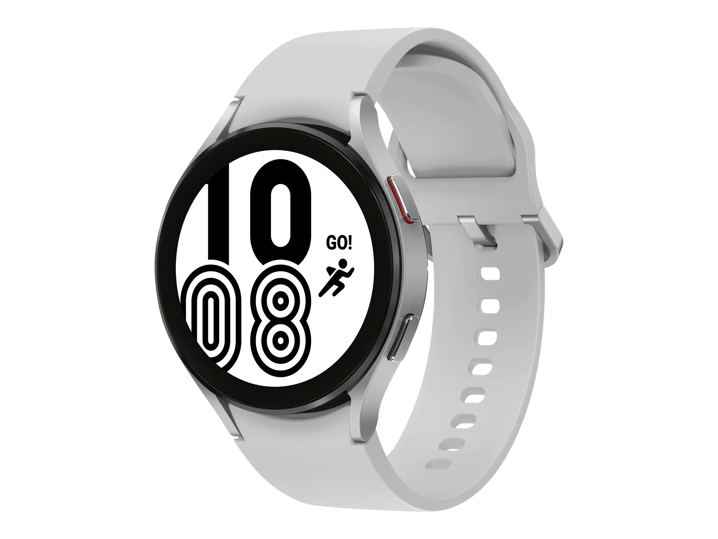 Samsung Galaxy Watch4 - 44 mm - silber - intelligente Uhr mit Sportband - weiß - Anzeige 3.46 cm (1.36") - 16 GB - NFC, Wi-Fi, Bluetooth - 4G - 30.3 g