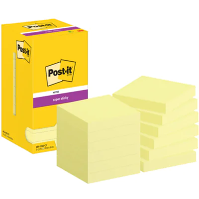 Post-it Haftnotiz Super Sticky Notes 76 x 76 mm (B x H) 76 x 76 mm (B x H) gelb 90 Bl./Block 12 Block/Pack.