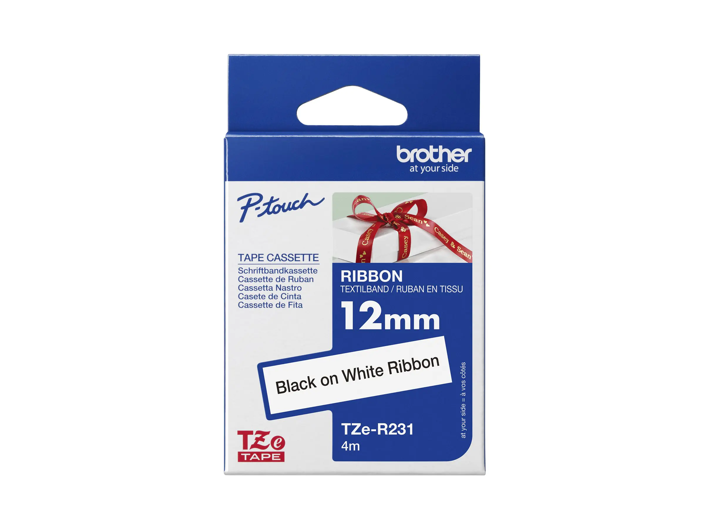 Brother TZe-R231 - Schwarz auf Weiß - Rolle (1,2 cm x 4 m) TZER231