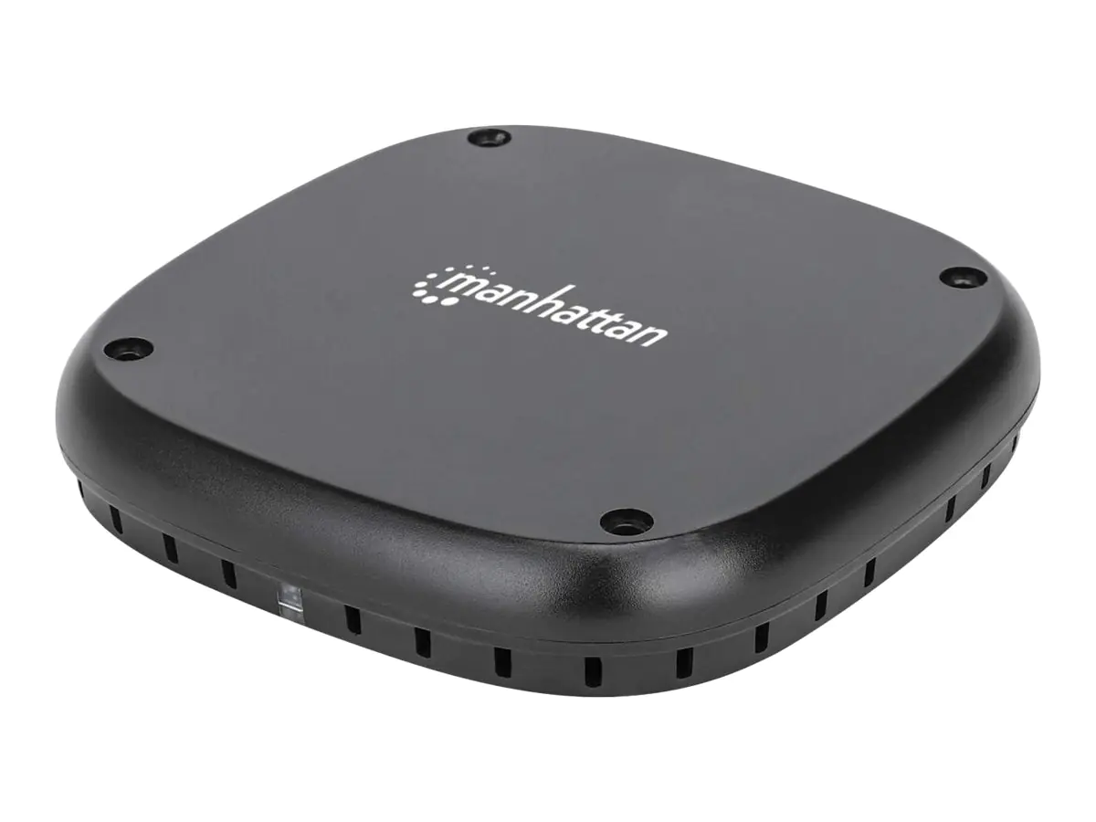 Manhattan Smartphone Under-Desk Wireless Charging Pad, Installs under furniture, 10W charging, Charging Distance 15-30mm, Black, Power Cable 1.2m, Three Year Warranty, Boxed - Induktive Ladematte + Receiver + AC-Netzteil - 10 Watt - Schwarz