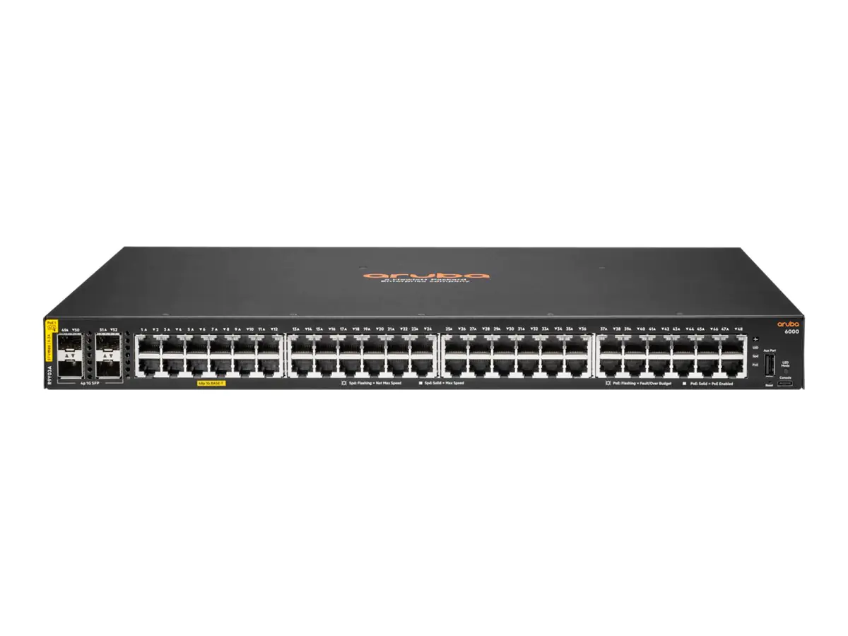 HPE Aruba Networking CX 6000 48G Class4 PoE 4SFP 740W Switch - Switch - L3 - managed - 48 x 10/100